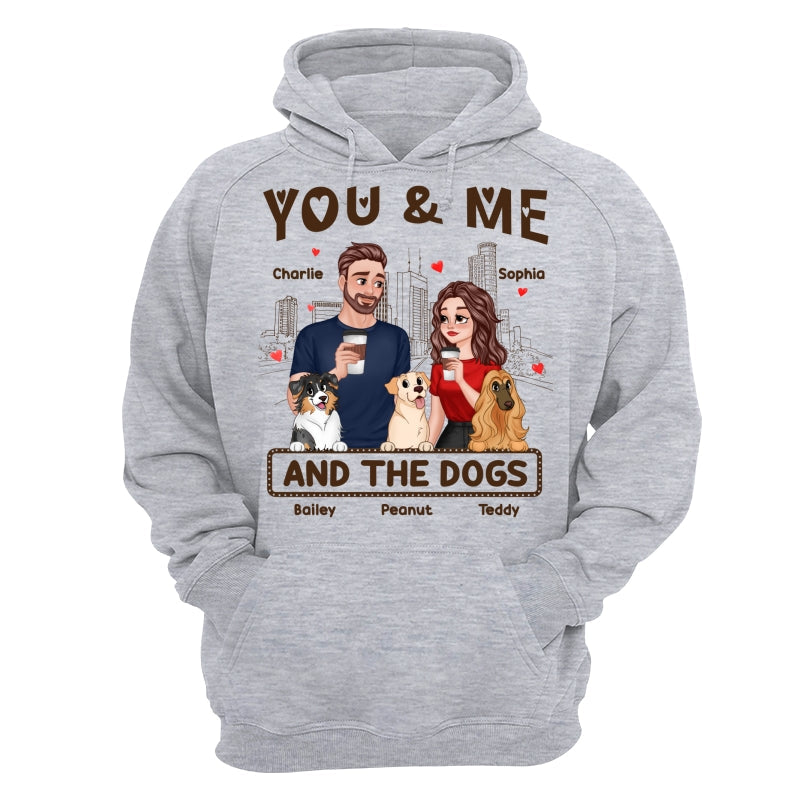 You Me & The Dog Cartoon Couple Hand In Hand Personalized Shirt
