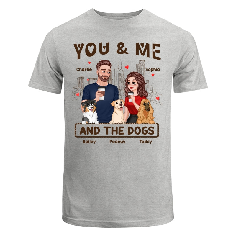 You Me & The Dog Cartoon Couple Hand In Hand Personalized Shirt