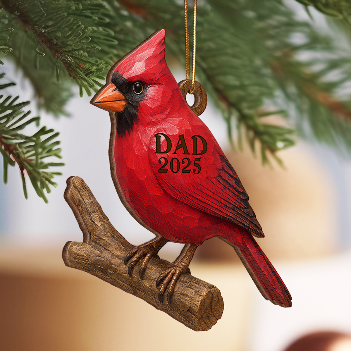 3D Effect Vintage Cardinal Memorial Christmas Personalized Wooden Ornament, Heartwarming Simpathy Gift, Remembrance Gift