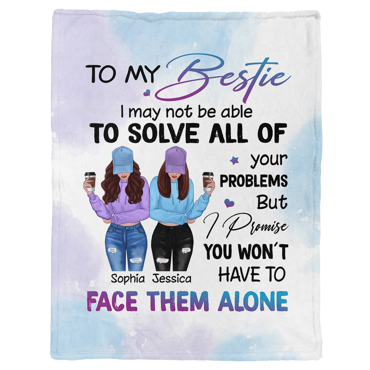 Front View Besties To My Bestie Gift For Best Friends Personalized Fleece Blanket