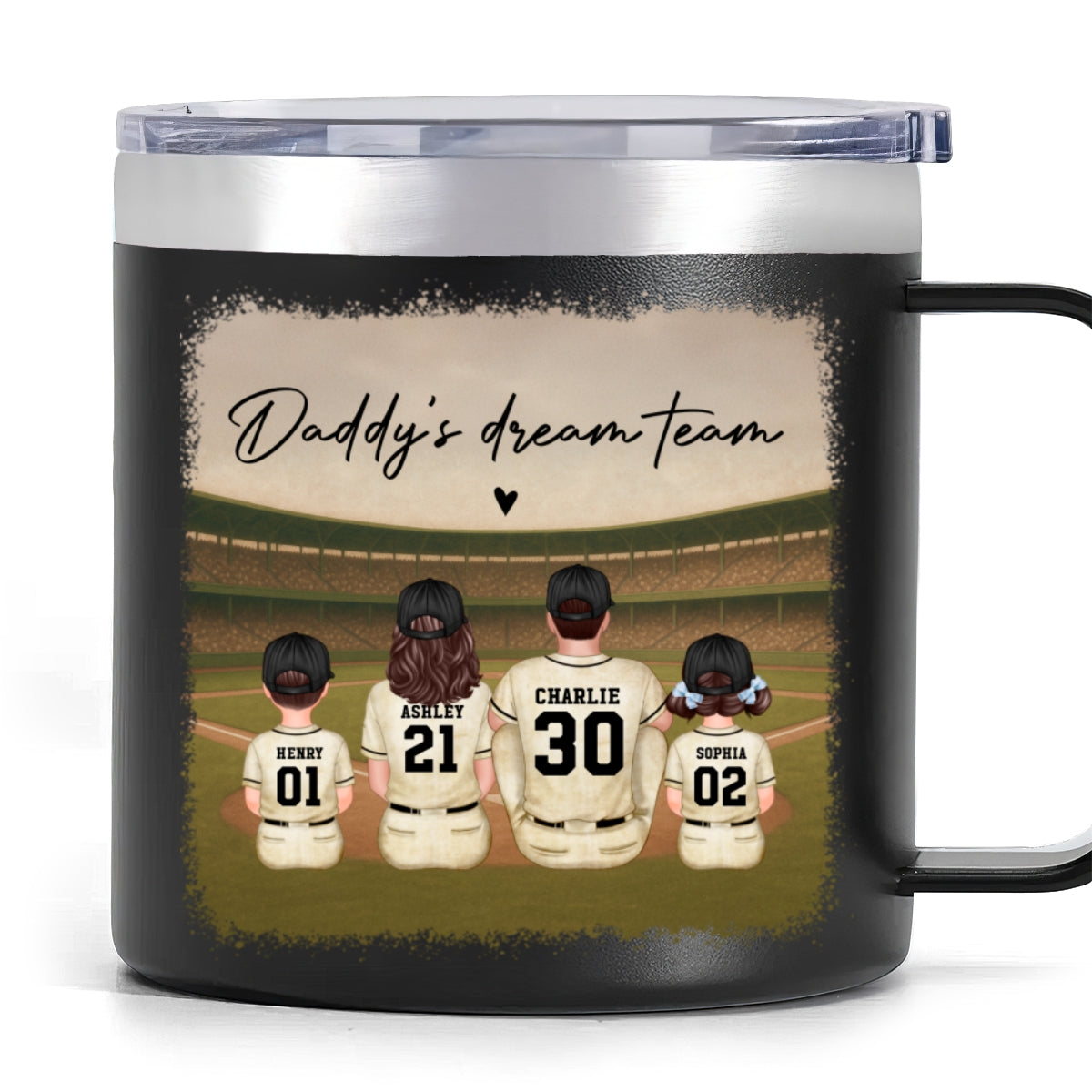 Retro Vintage Baseball Daddy's Dream Team Personalized Stainless Steel Tumbler, Gift For Dad