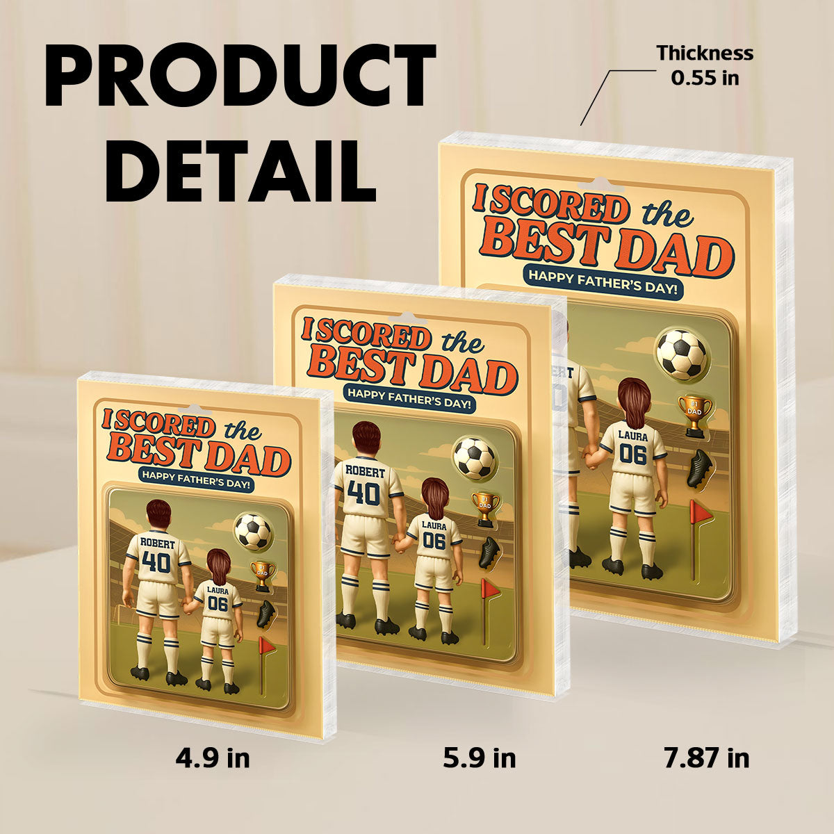 I Scored The Best Dad Soccer Custom Figure Personalized Acrylic Block Plaque,  Gift for Dad, Gift for Husband