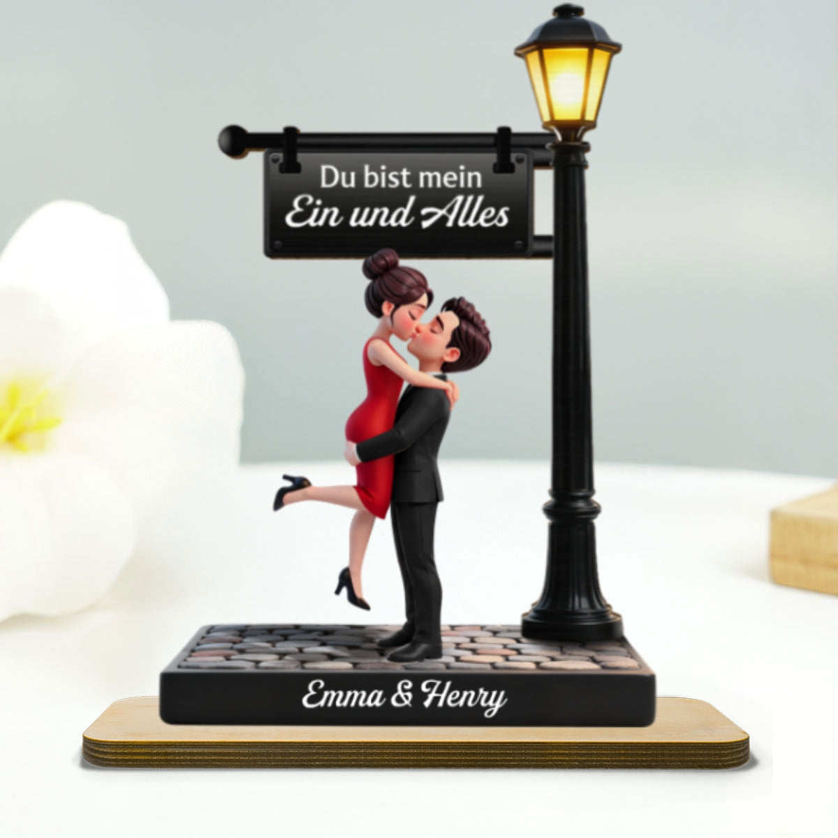 Zeitlose Liebe im Licht - Personalisierte 2-lagige Holzplakette - Herzliches Jubilumsgeschenk, Hochzeitsgeschenk fr Paare, fr ihn, fr sie