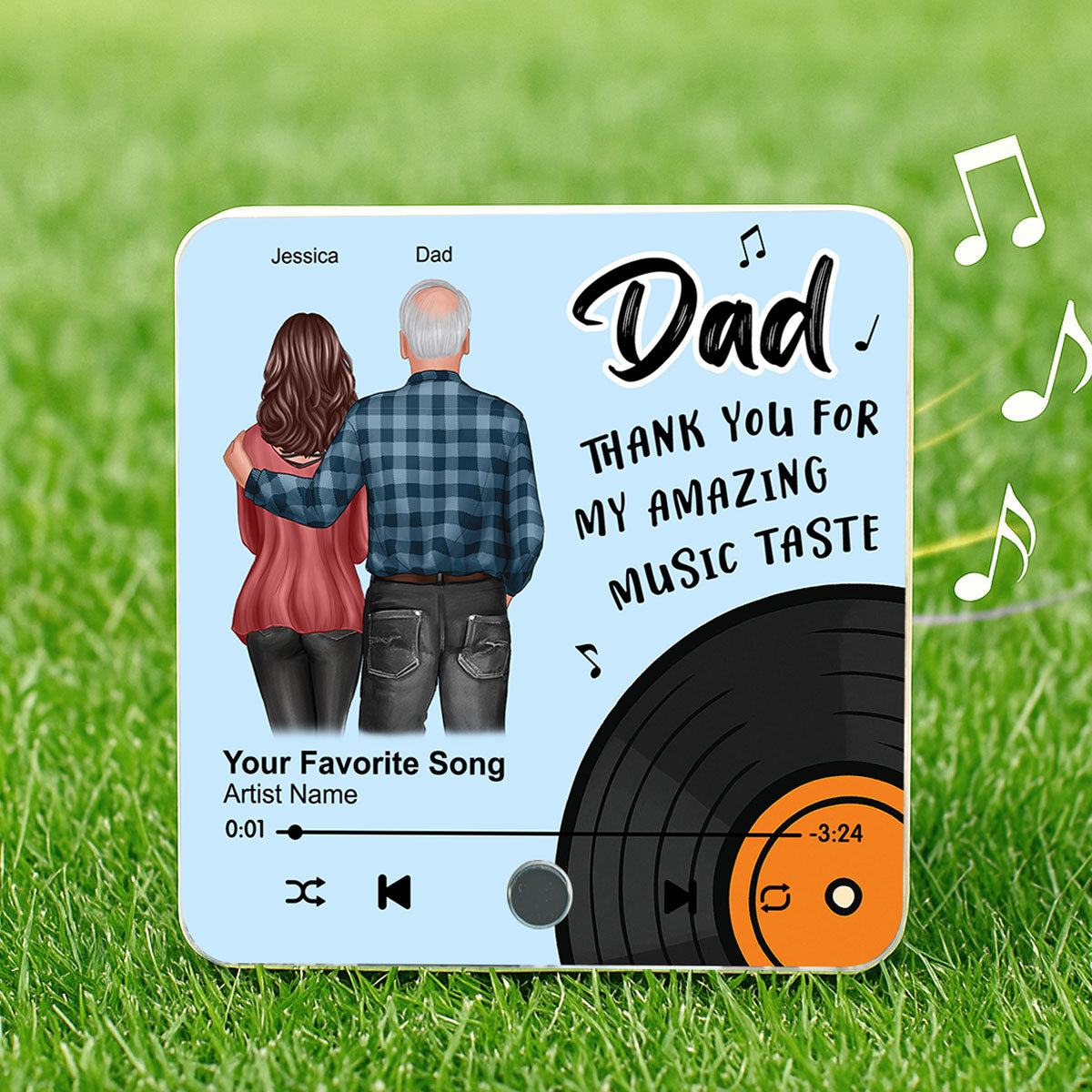 Dad Thank You For My Amazing Music Taste Custom Dad's Favorite Song Personalized Music Fridge Magnet