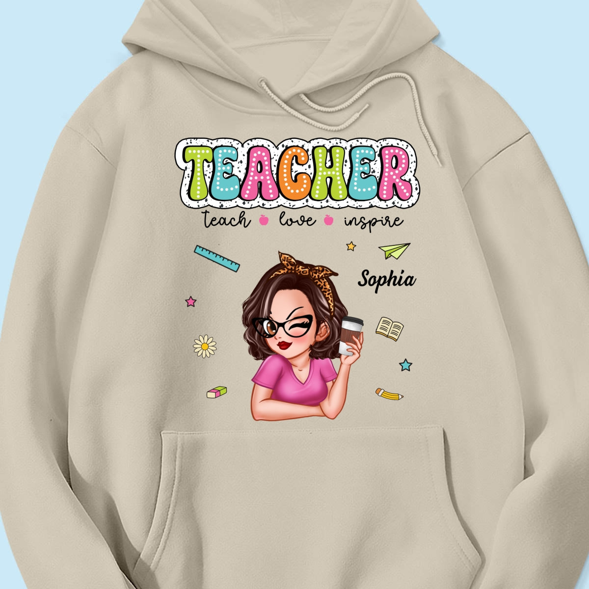 Teacher Teach Love Inspire Summer Personalized Shirt, Back To School, Teacher Appreciation, Teacher Gift