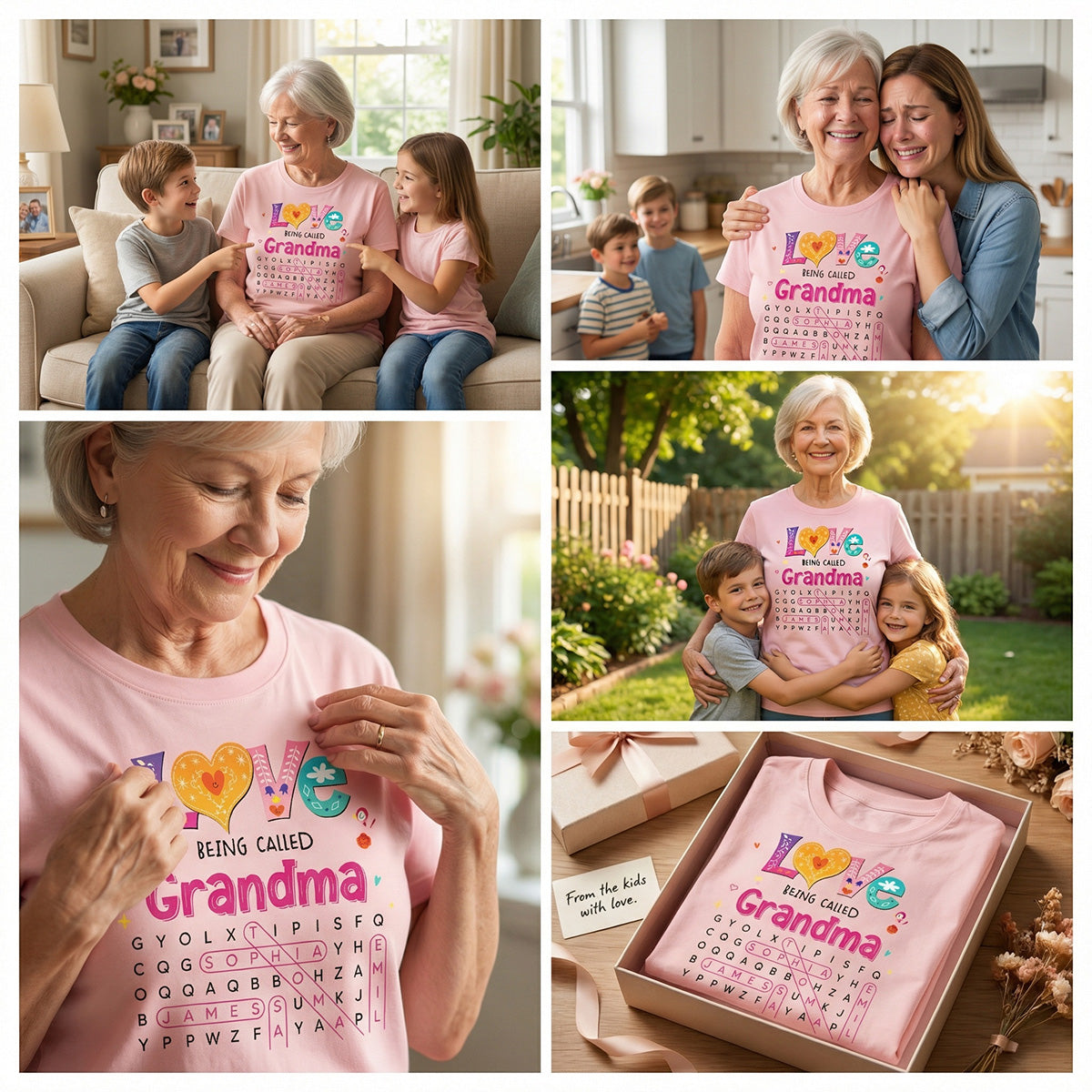 Love Being Called Grandma Colorful Word Search Puzzle - Personalized Shirt - Mother's Day Gift For Grandma Mom