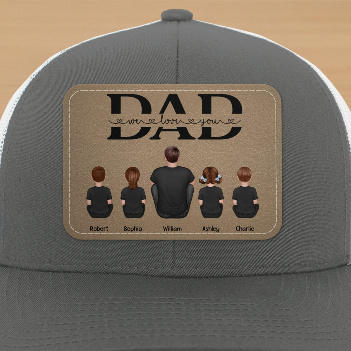 Dad We Love You Personalized Leather Patch Hat, Gift For Dad