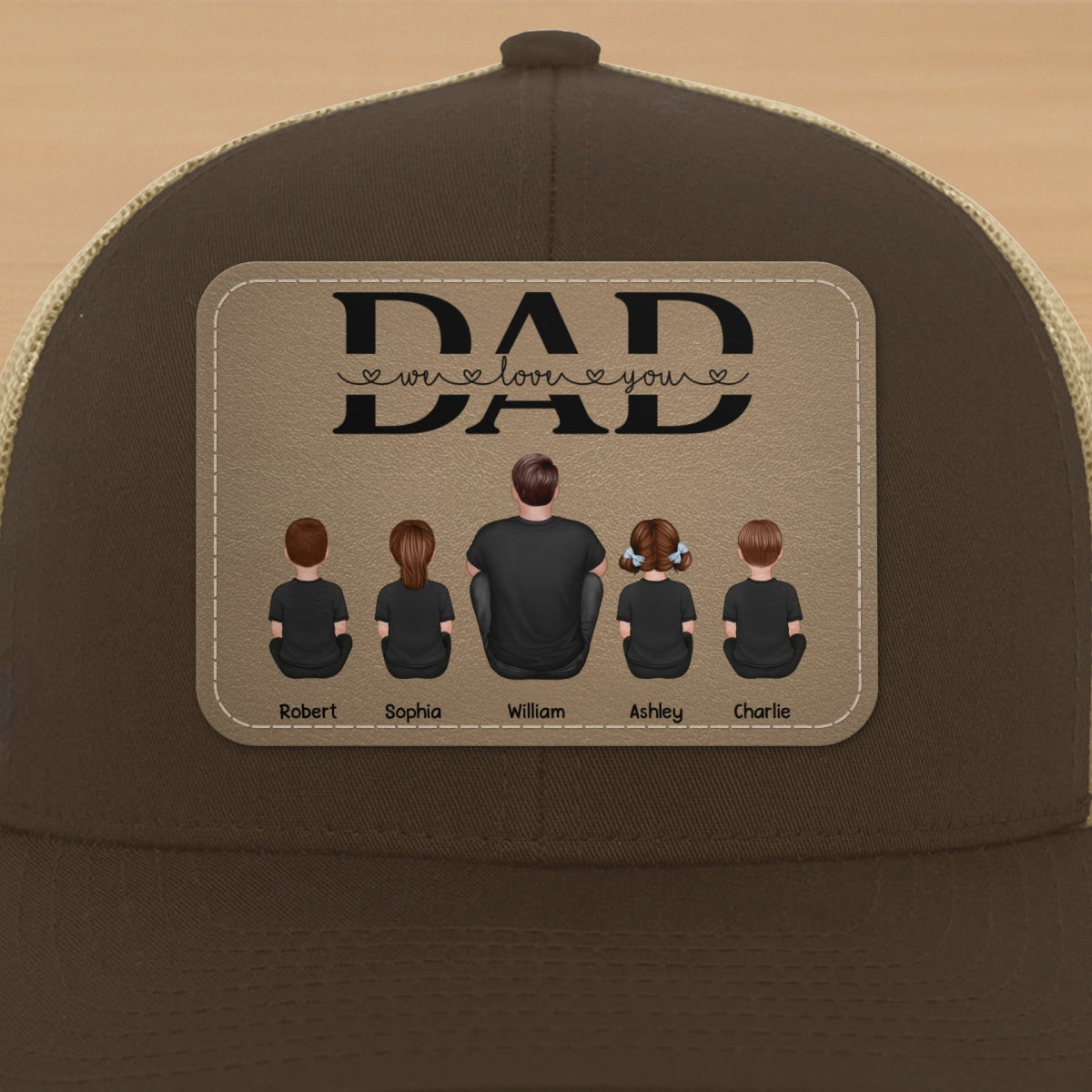 Dad We Love You Personalized Leather Patch Hat, Gift For Dad