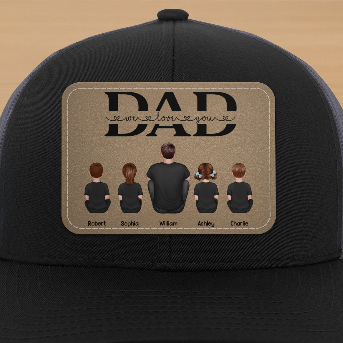 Dad We Love You Personalized Leather Patch Hat, Gift For Dad