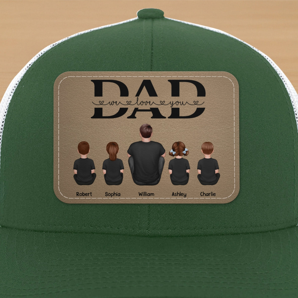 Dad We Love You Personalized Leather Patch Hat, Gift For Dad
