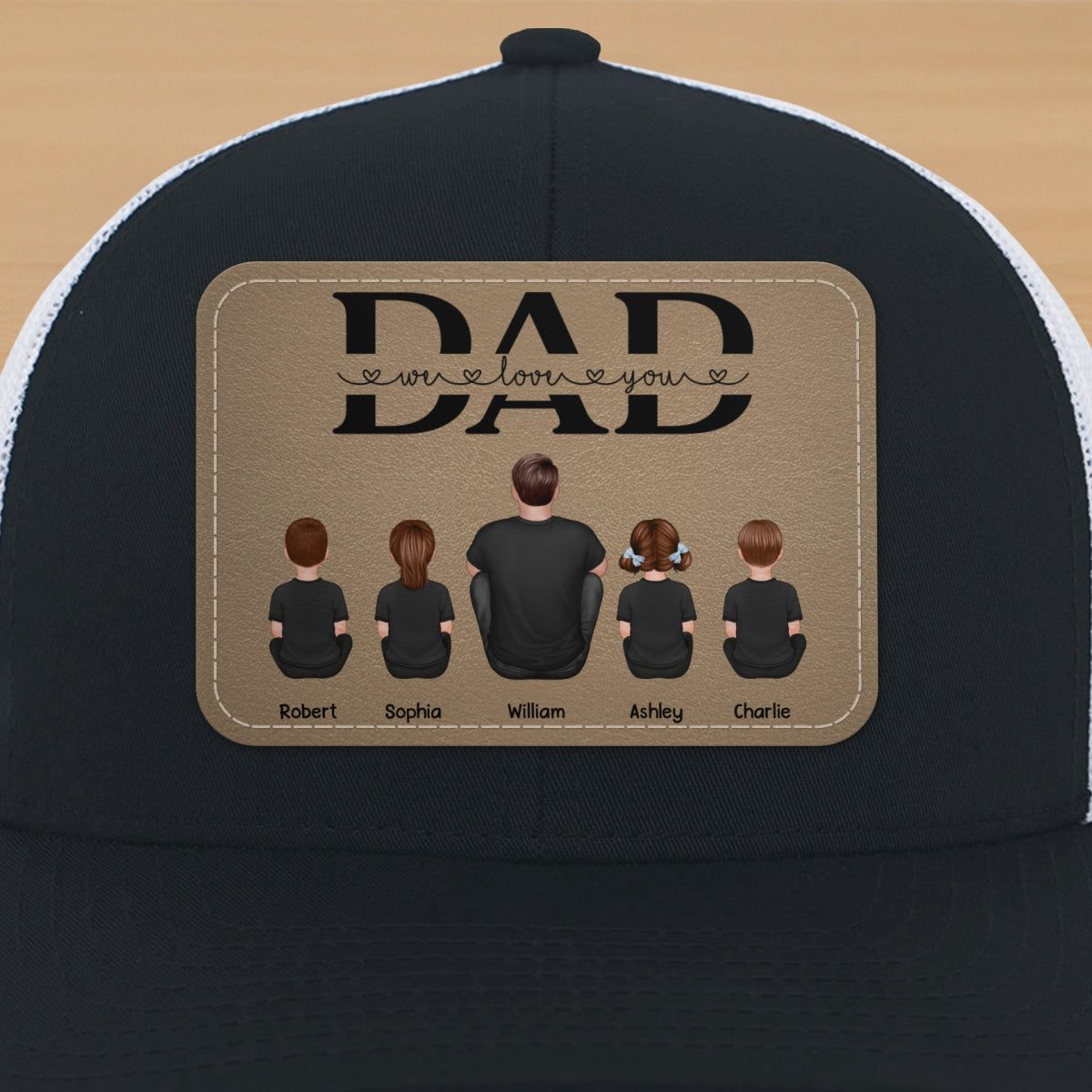 Dad We Love You Personalized Leather Patch Hat, Gift For Dad