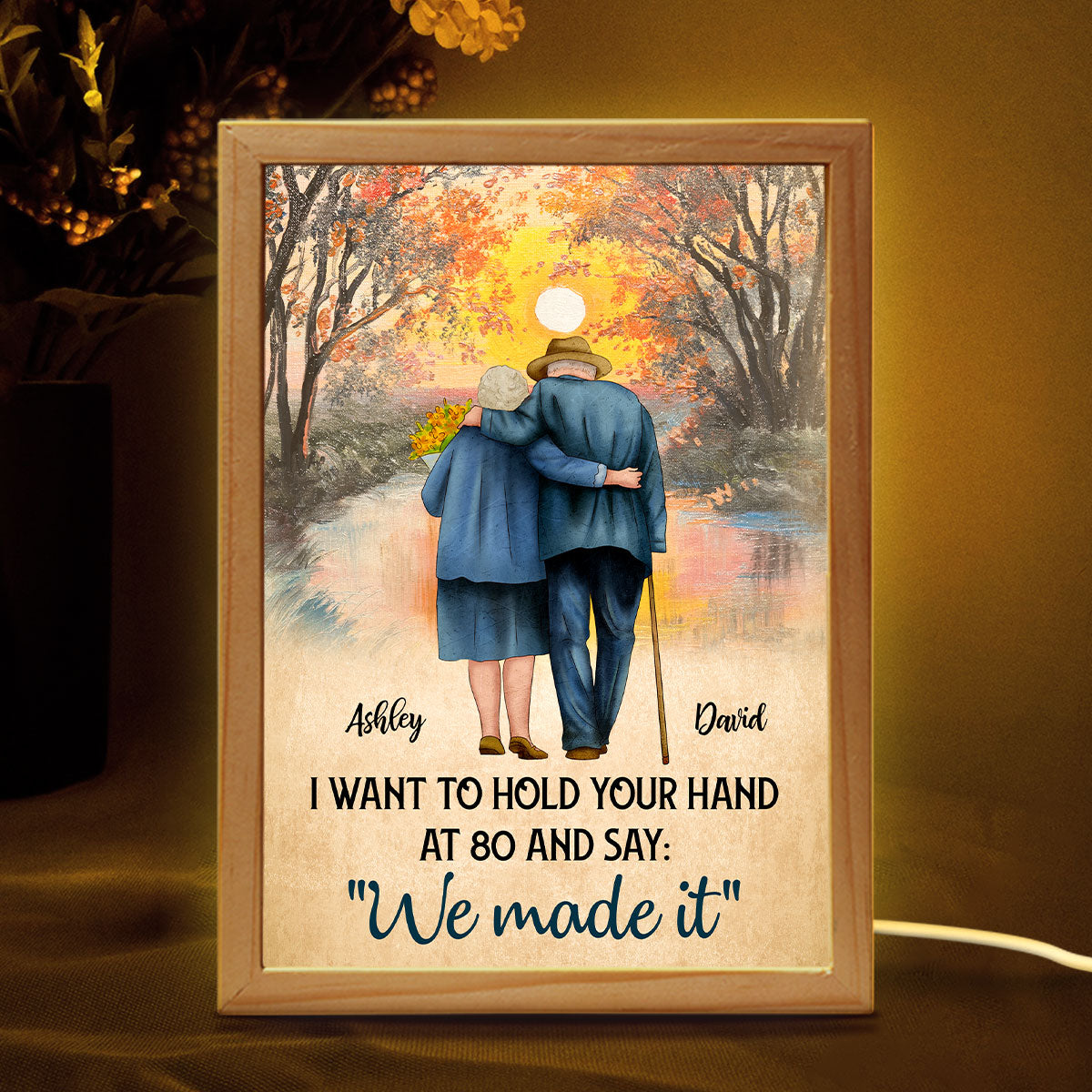 Couple Hold Hands Back View Personalized Luminous Frame Light Box
