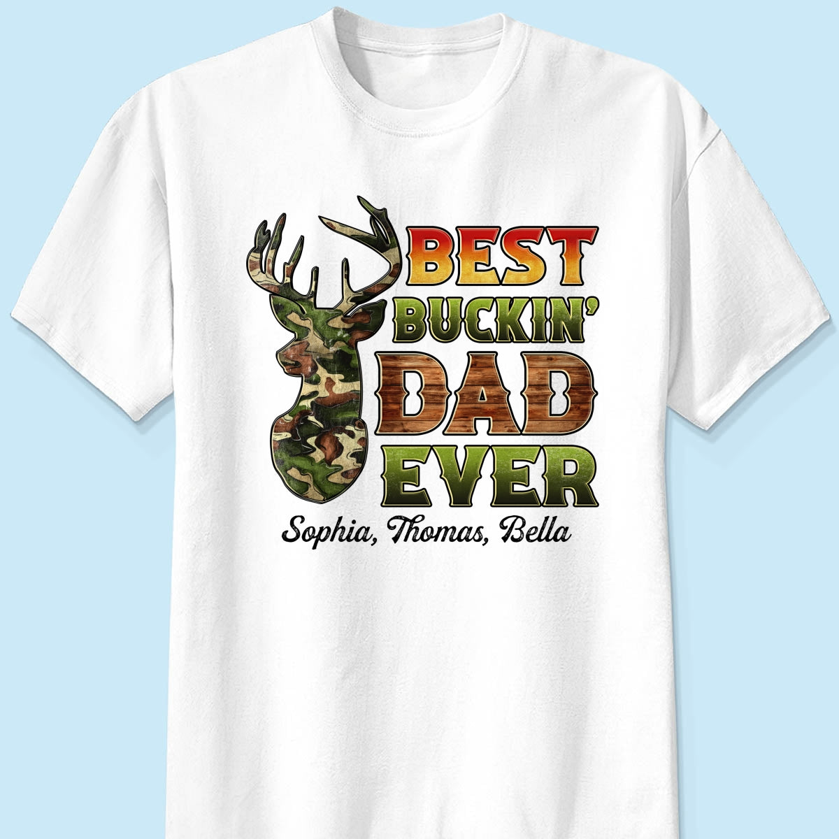 Best Buckin‘ Dad Hunting Camouflage Personalized Shirt