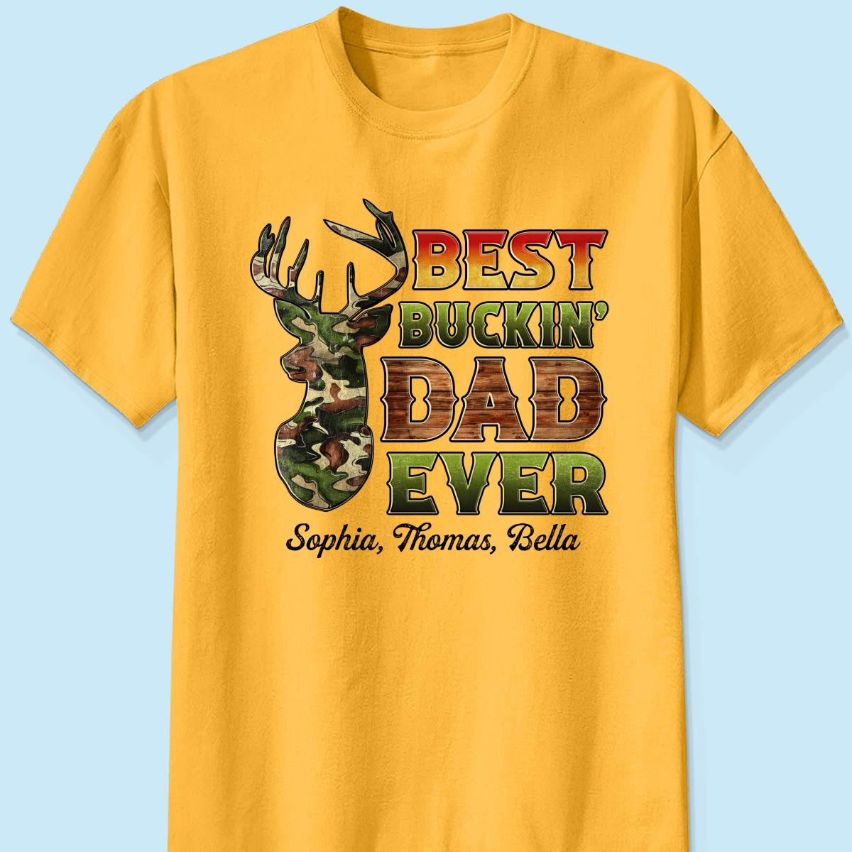 Best Buckin‘ Dad Hunting Camouflage Personalized Shirt