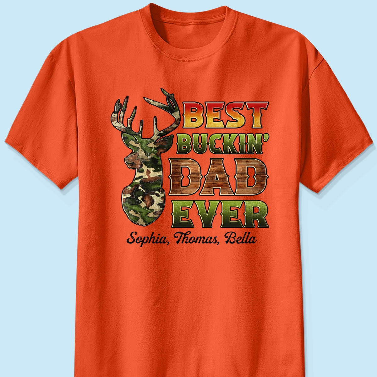 Best Buckin‘ Dad Hunting Camouflage Personalized Shirt