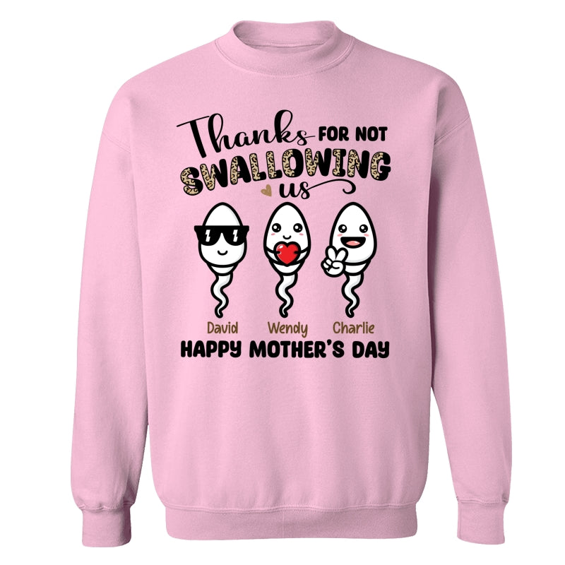 Little Cute Kids Thanks For Not Swallowing Us Happy Mother‘s Day Funny Personalized Shirt