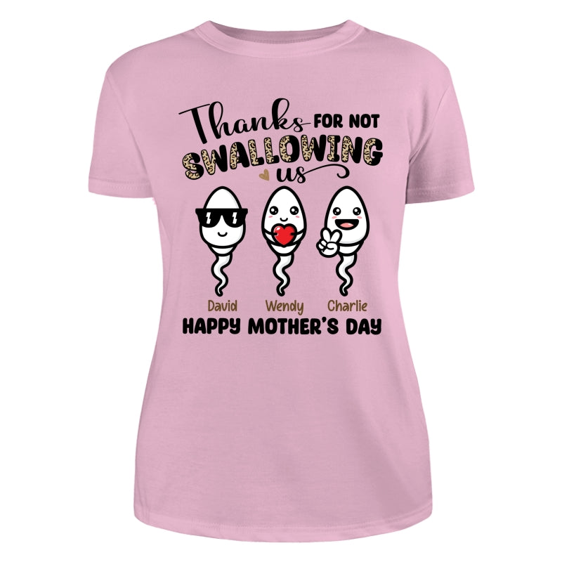 Little Cute Kids Thanks For Not Swallowing Us Happy Mother‘s Day Funny Personalized Shirt