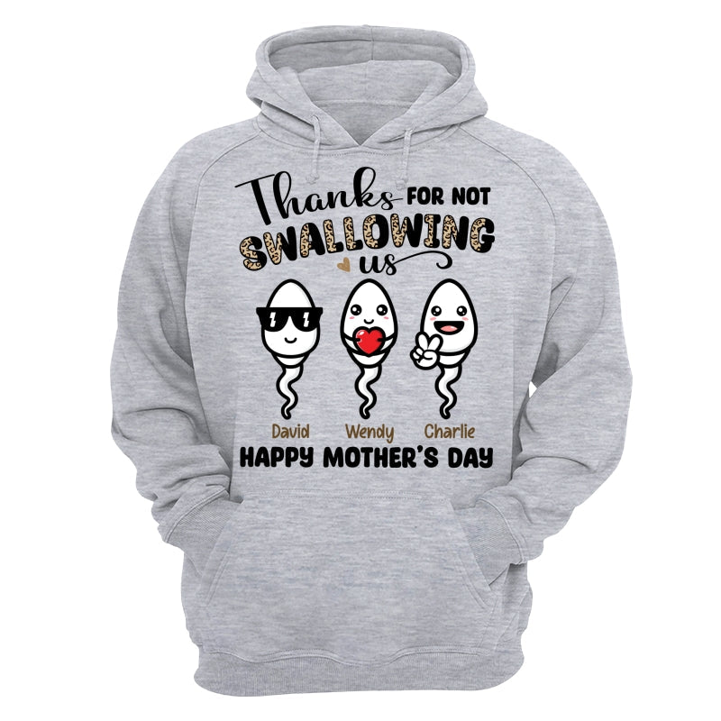 Little Cute Kids Thanks For Not Swallowing Us Happy Mother‘s Day Funny Personalized Shirt