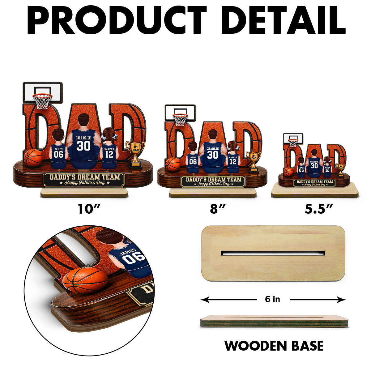 [UP TO 38% OFF] Basketball Dad Legend Daddy's Dream Team - Personalized 2-Layered Wooden Plaque - Unique  Gift For Dad, Husband, Basketball Fans
