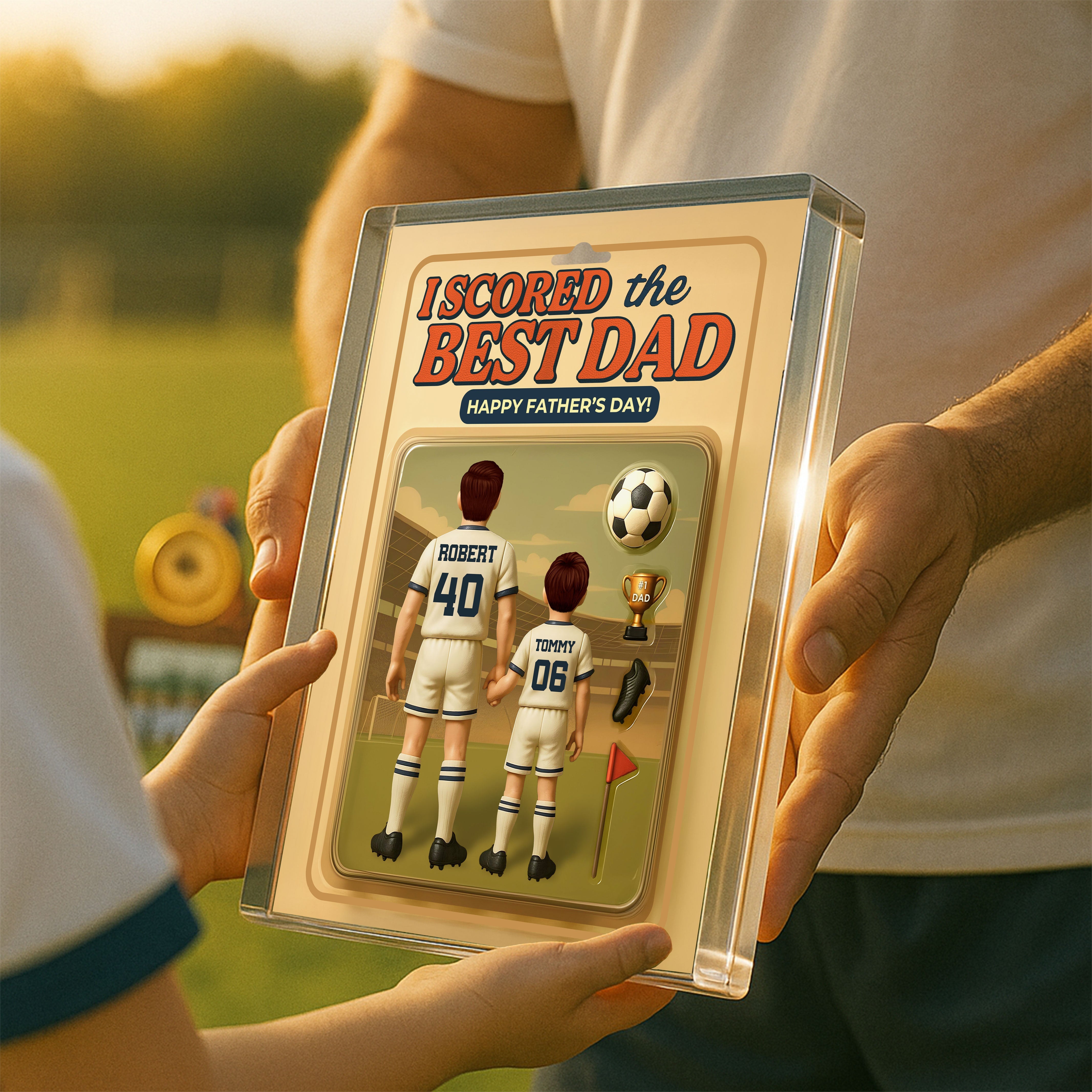 I Scored The Best Dad Soccer Custom Figure Personalized Acrylic Block Plaque,  Gift for Dad, Gift for Husband