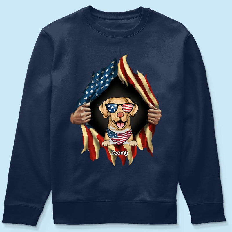 Dog Lovers Hands Ripping Nation Flag Personalized Shirt