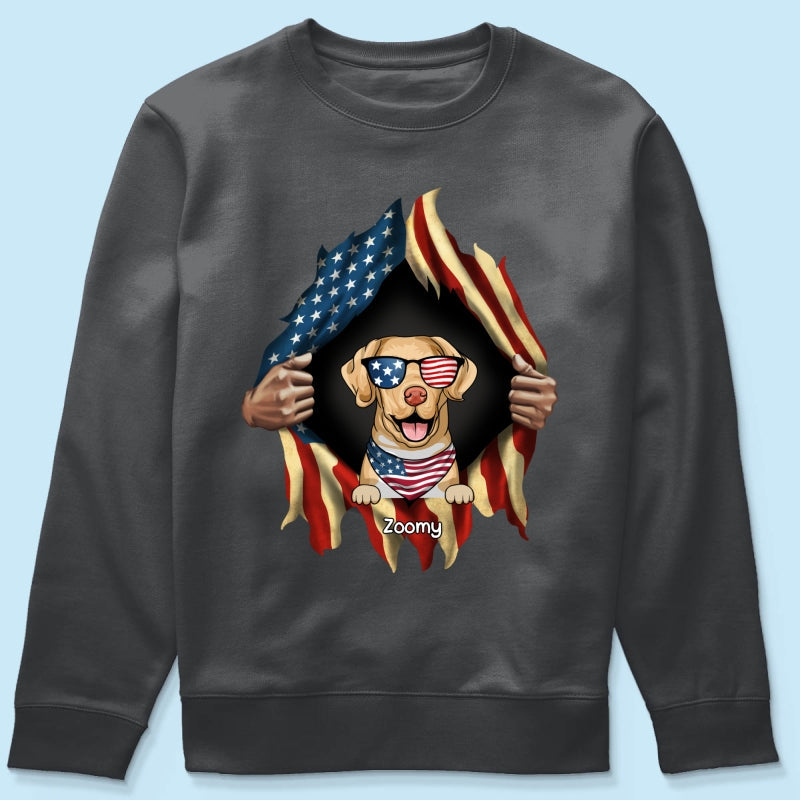 Dog Lovers Hands Ripping Nation Flag Personalized Shirt