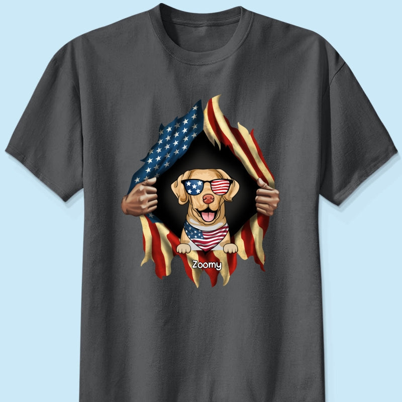 Dog Lovers Hands Ripping Nation Flag Personalized Shirt