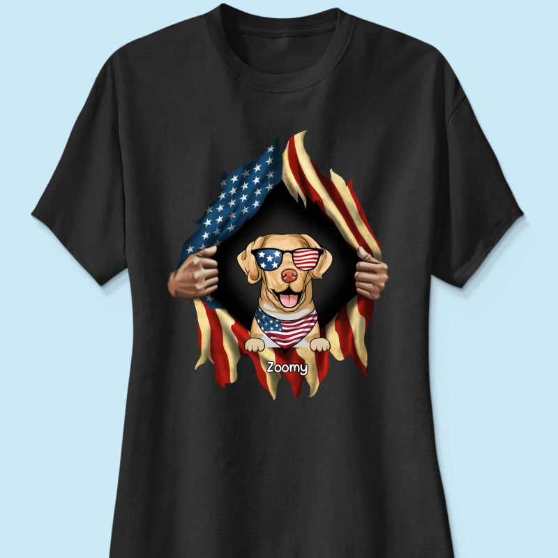 Dog Lovers Hands Ripping Nation Flag Personalized Shirt