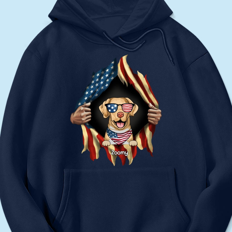 Dog Lovers Hands Ripping Nation Flag Personalized Shirt