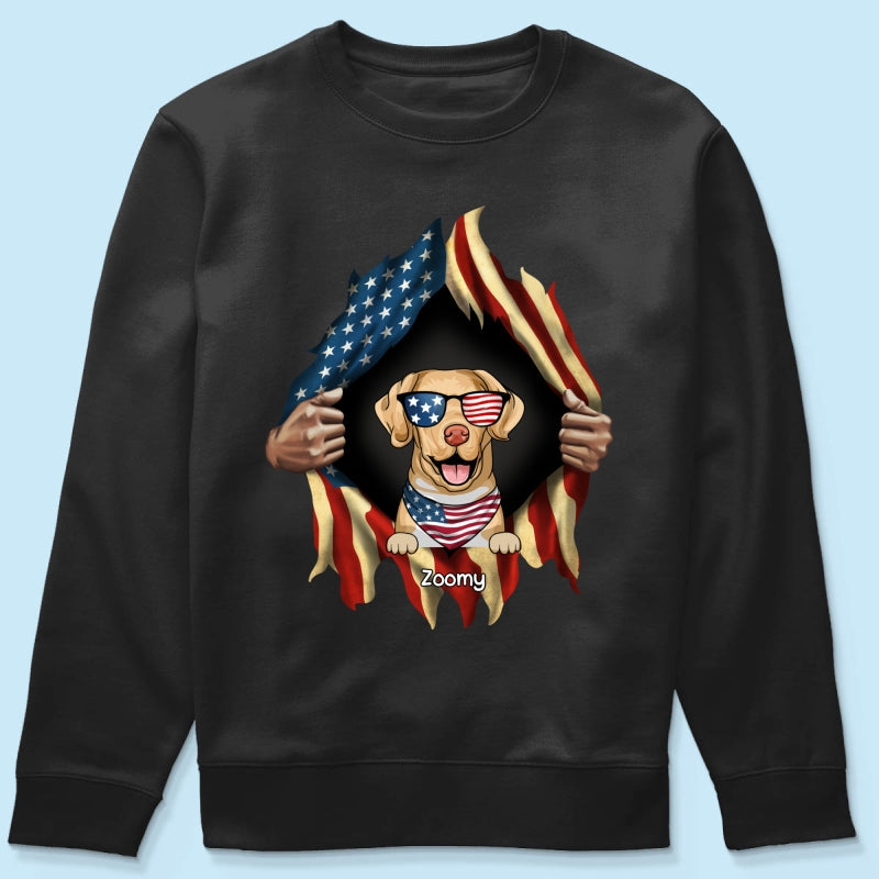 Dog Lovers Hands Ripping Nation Flag Personalized Shirt