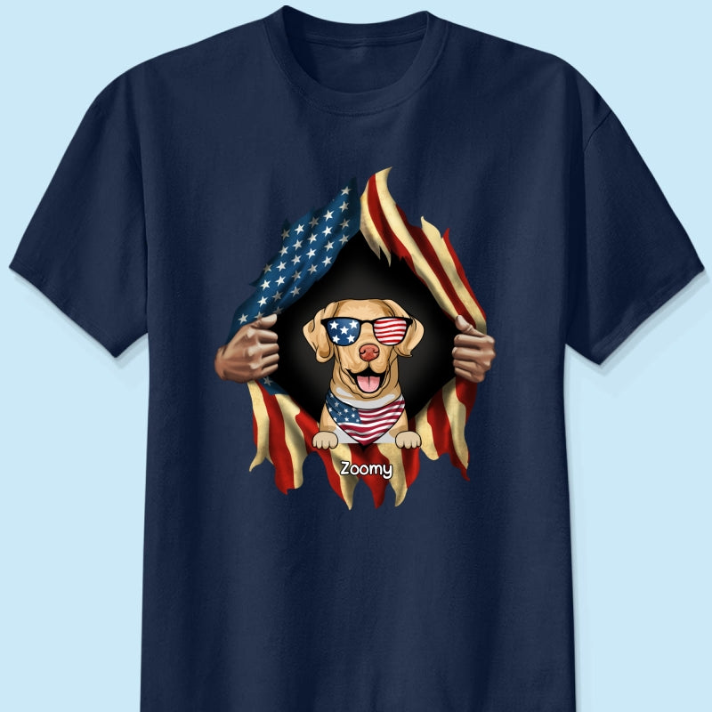 Dog Lovers Hands Ripping Nation Flag Personalized Shirt