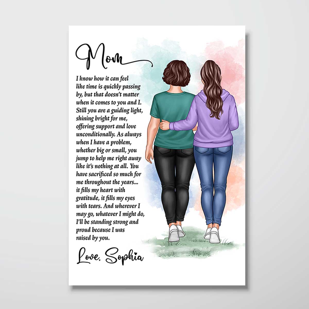 Mom And Daughter Walking To My Mom Mother‘s Day Gift Personalized Vertical Poster