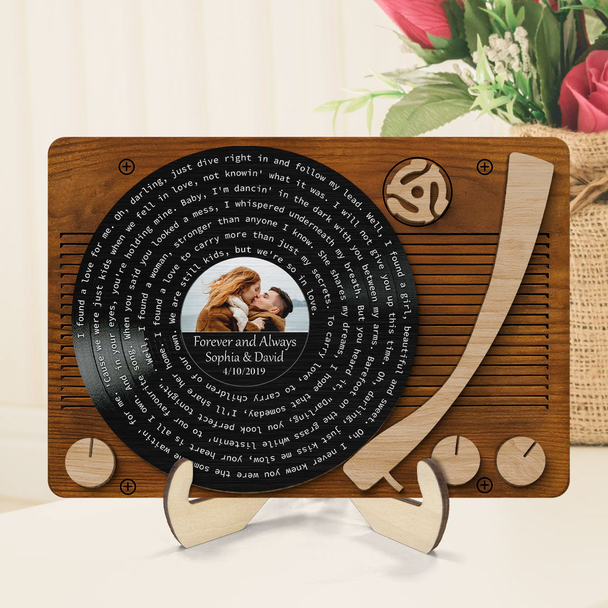 First Dance Wedding Song Vinyl Record Couple Custom Photo Valentine's Day, Wedding, Anniversary, Unique Gift for Him or Her Personalized 2 Layer Wooden Plaque