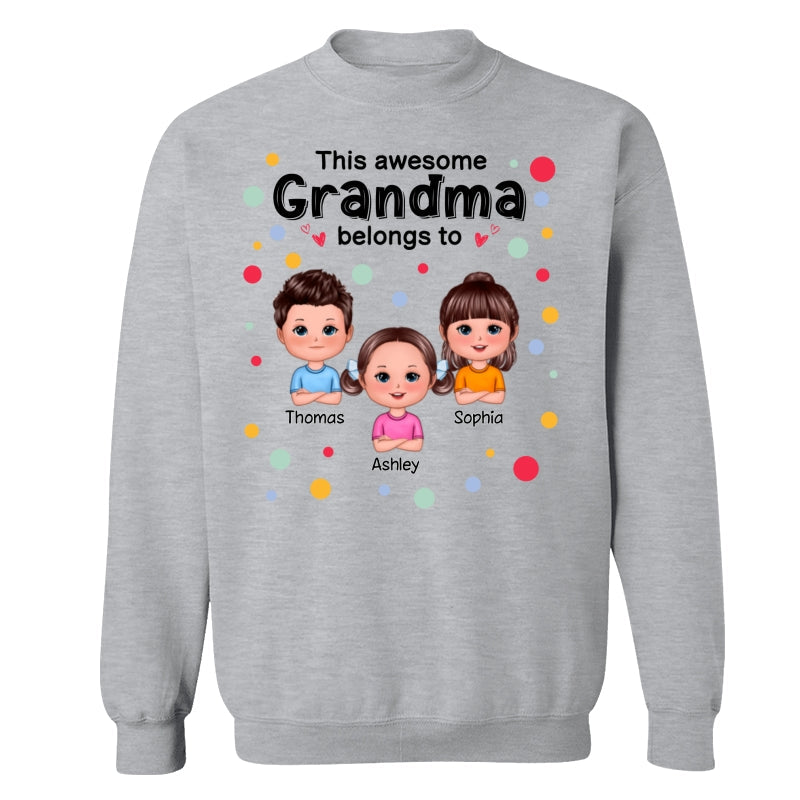 This Mom Grandma Dad Grandpa Belongs To Cute Doll Kids Colorful Dot Personalized Shirt
