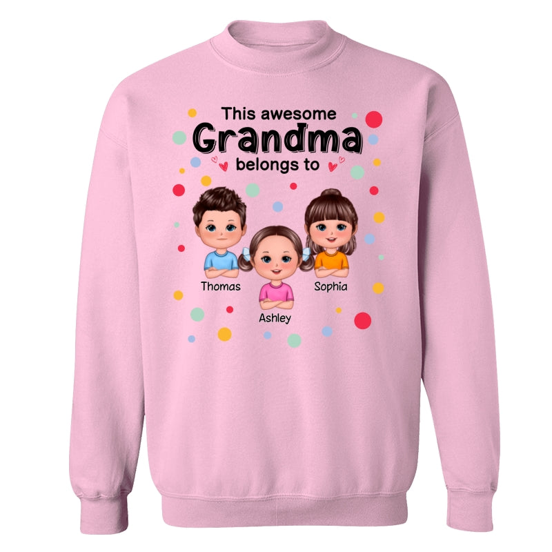 This Mom Grandma Dad Grandpa Belongs To Cute Doll Kids Colorful Dot Personalized Shirt