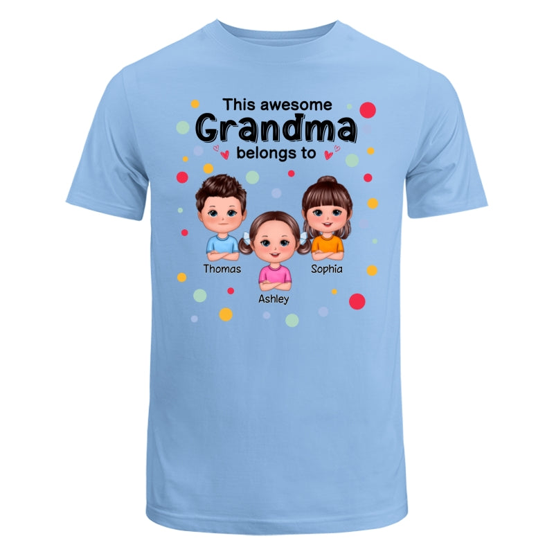 This Mom Grandma Dad Grandpa Belongs To Cute Doll Kids Colorful Dot Personalized Shirt