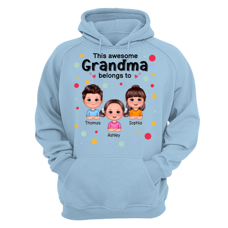 This Mom Grandma Dad Grandpa Belongs To Cute Doll Kids Colorful Dot Personalized Shirt