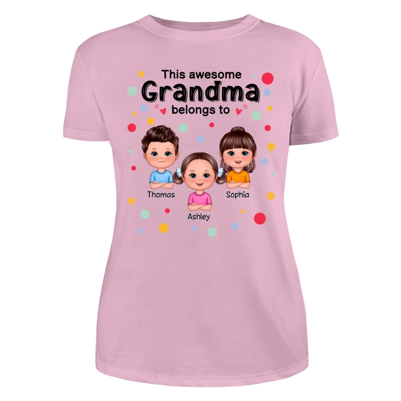 This Mom Grandma Dad Grandpa Belongs To Cute Doll Kids Colorful Dot Personalized Shirt