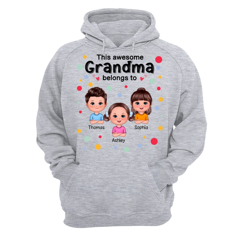 This Mom Grandma Dad Grandpa Belongs To Cute Doll Kids Colorful Dot Personalized Shirt