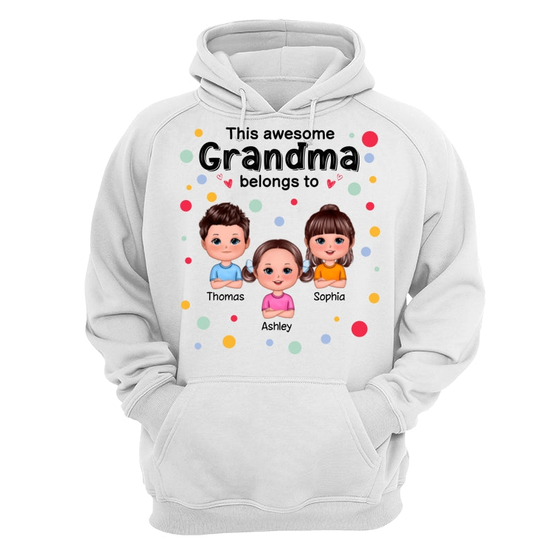 This Mom Grandma Dad Grandpa Belongs To Cute Doll Kids Colorful Dot Personalized Shirt