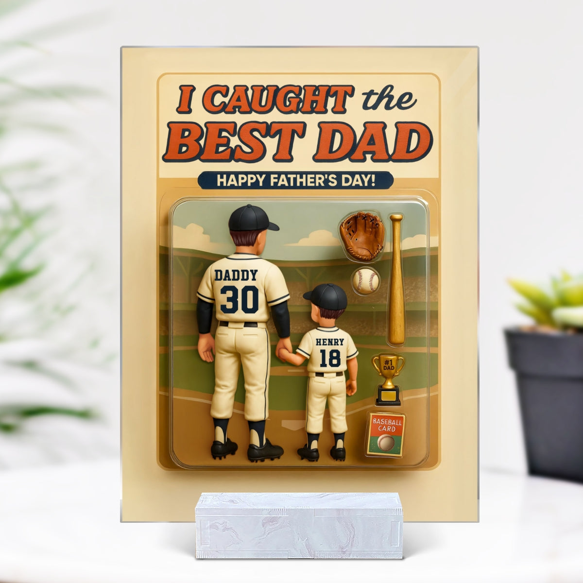 We Caught the Best Dad Baseball Custom Figure Personalized Acrylic Plaque, Father's Day Gift for Dad, Gift for Husband