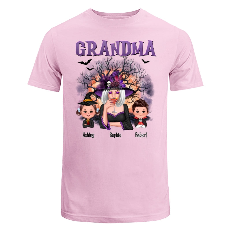 Purple And Orange Halloween Tree Grandma Mom Kids Personalized Shirt