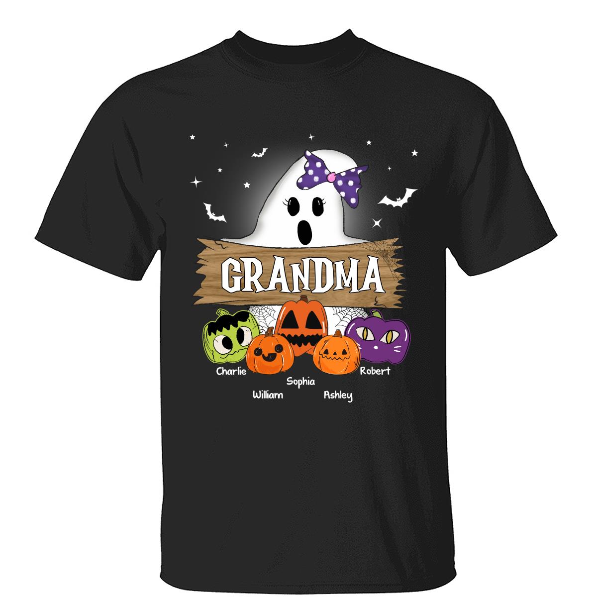 Halloween Grandma Mom Boo Kids Pumpkins Personalized Shirt
