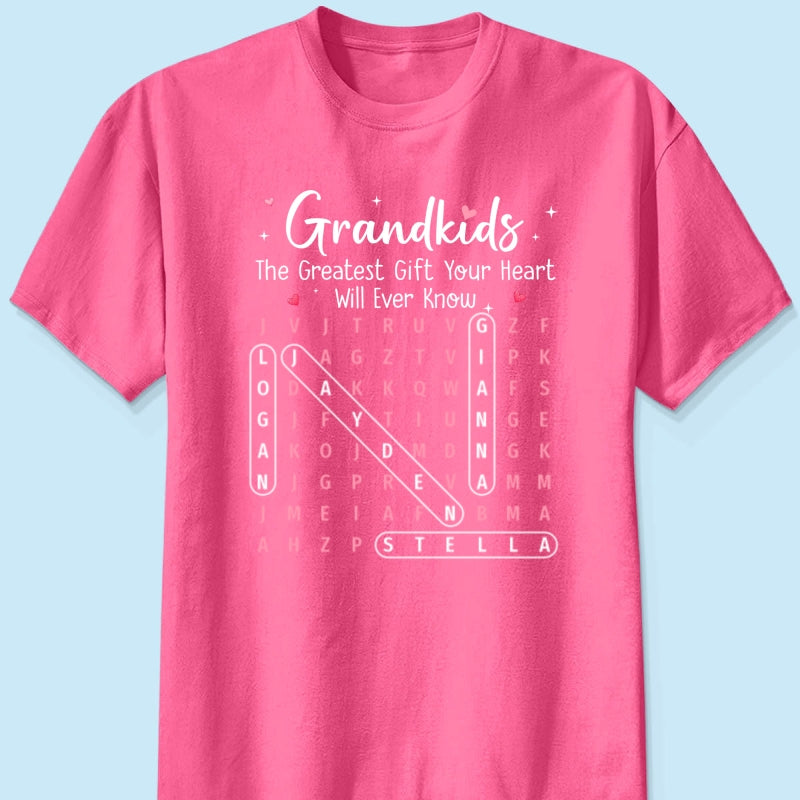 The Greatest Gift You Ever Know Word Search Puzzle Art - Personalized Shirt - Gift For Grandma