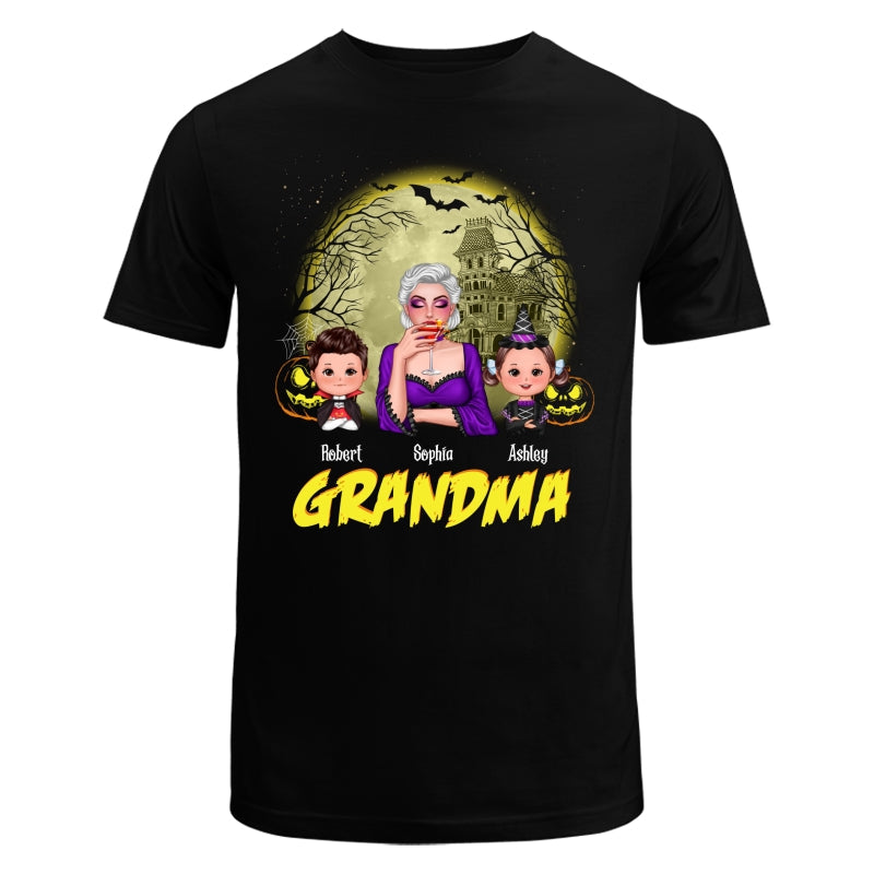 Halloween Glow Yellow Moon Grandma Mom Kids Personalized Shirt
