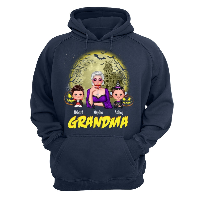 Halloween Glow Yellow Moon Grandma Mom Kids Personalized Shirt