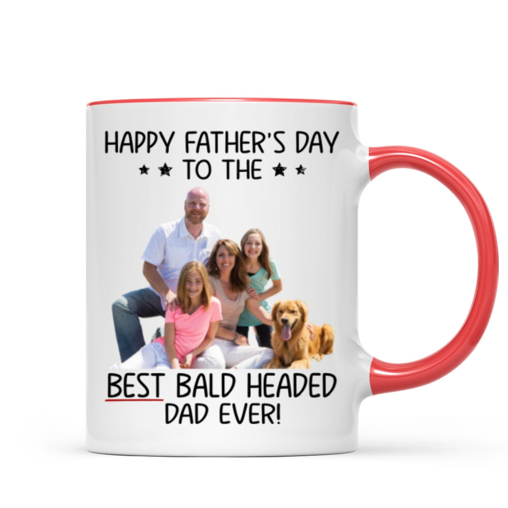Behind Spoiled Daughter Is Bald Headed Father Photo Inserted Funny Father‘s Day Gift For Dad Personalized Mug
