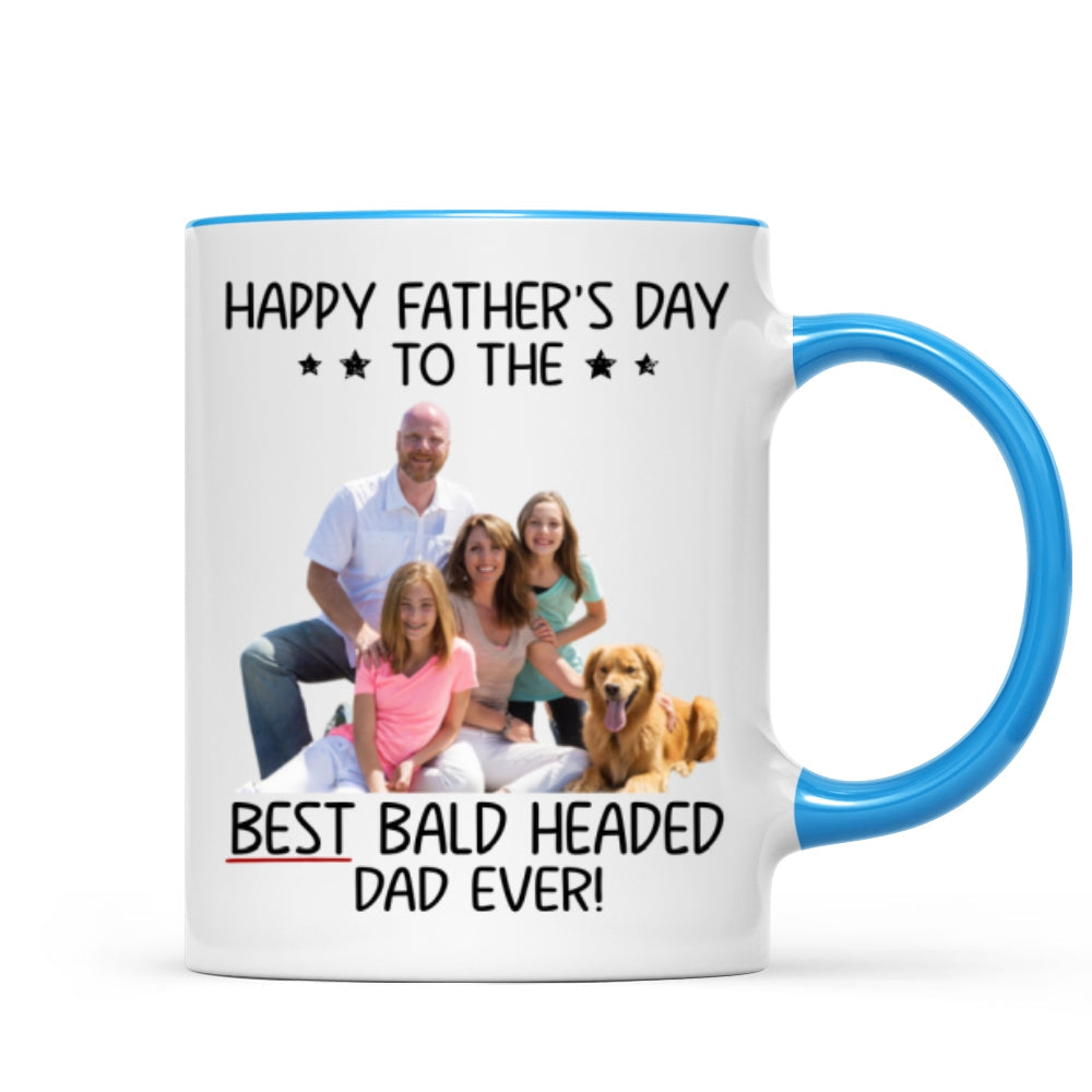 Behind Spoiled Daughter Is Bald Headed Father Photo Inserted Funny Father‘s Day Gift For Dad Personalized Mug