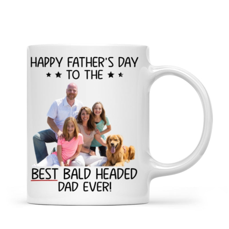 Behind Spoiled Daughter Is Bald Headed Father Photo Inserted Funny Father‘s Day Gift For Dad Personalized Mug