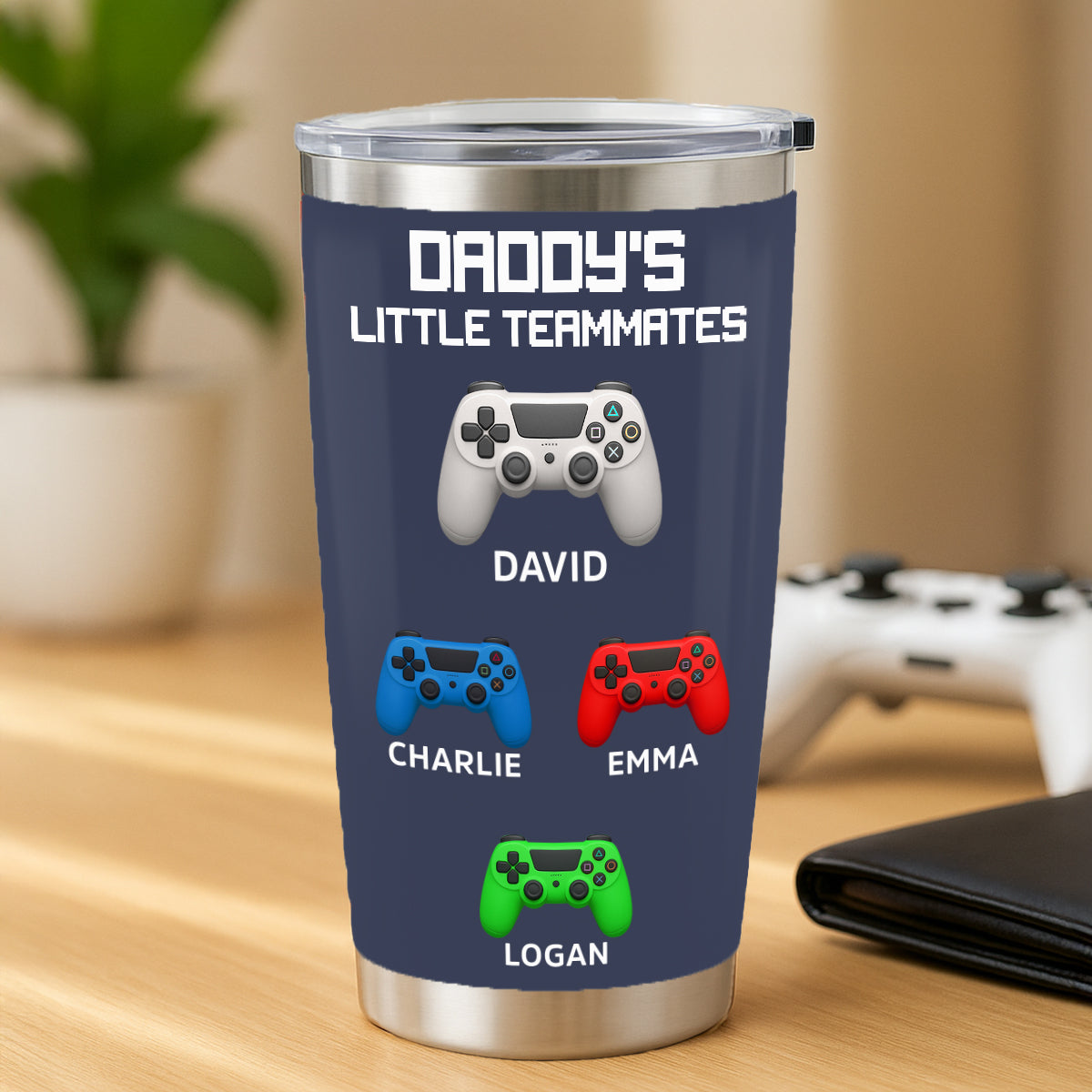 Daddy's Little Teammates Personalized Tumbler, Father's Day Gift for Gamer Dads